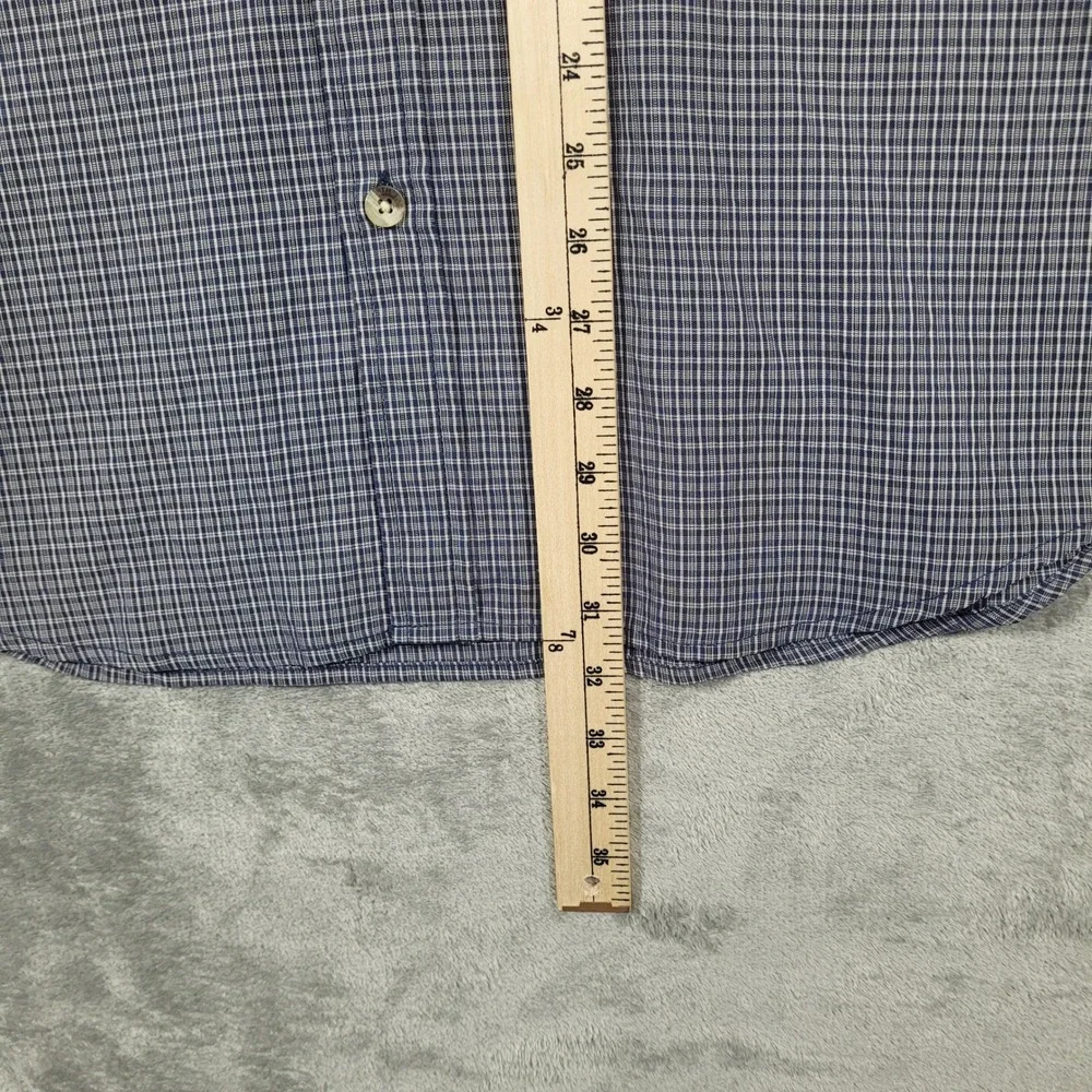 Vintage The North Face Button Shirt Mens L Blue Plaid Long Sleeve Hiking Modal